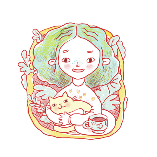 Coffee, Cats and Houseplants Vinyl Sticker